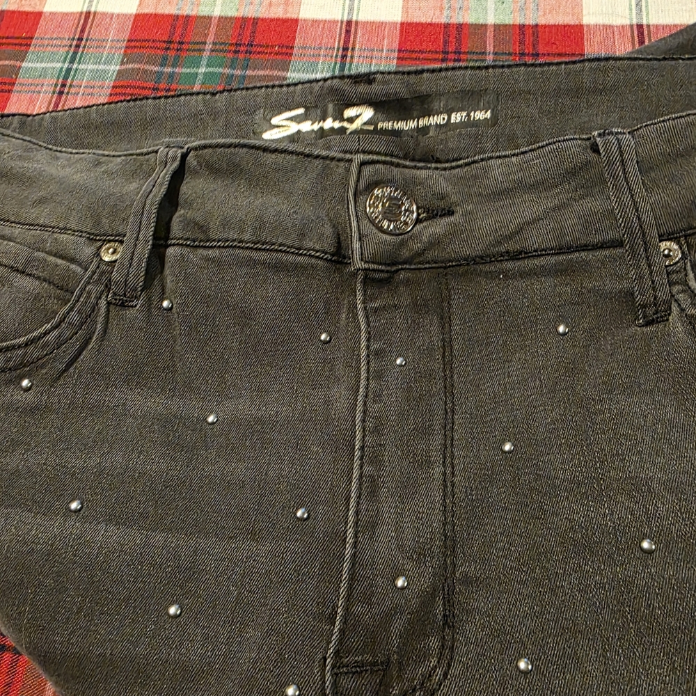 Seven 7  Black Studded Women's Straight Leg Jeans Size 18